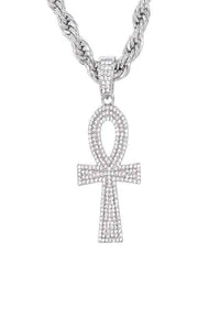 HIP HOP ICED OUT ANKH CROSS PENDANT ROPE CHAIN