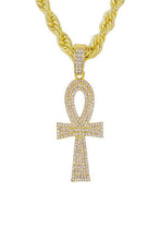 Load image into Gallery viewer, HIP HOP ICED OUT ANKH CROSS PENDANT ROPE CHAIN