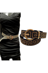 RHINESTONE BELT WITH SEMI ROUND BUCKLE