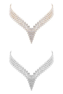 RHINESTONE V SHAPE CHOKER