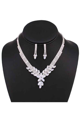 FULL  CUBIC ZIRCONIA CRYSTAL NECKLACE SET