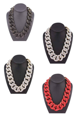 CHUNKY CHAIN FULL CRYSTAL  NECKLACE SET