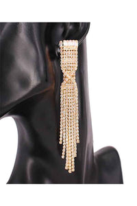 FULL CRYSTAL  TWIST TASSEL POST EARRINGS