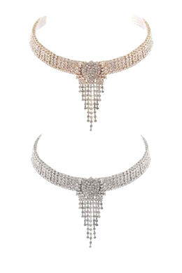 RHINESTONE 5 ROW FRINGE CHOKER