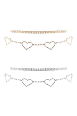 RHINESTONE 5 HEART CHOKER 2NECK