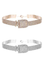 Load image into Gallery viewer, Buckle Shape  Rhinestone Covered Choker Necklace.