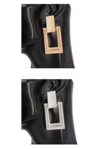 METAL OPEN SQUARES  POST EARRING