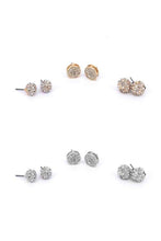 Load image into Gallery viewer, 3 PAIR BALL , CRYSTAL  FLAT EARRINGS SET