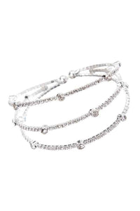 Rhinestone Station 3 Row Wire Bracelet