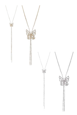 Crystal Butterfly Slider Long Necklace