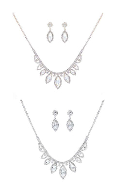 Rhinestone Marquise Round Shape Necklace Set