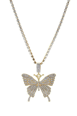 RHINESTONE  BUTERFLY PANDENT NECKLACE