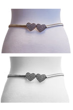 Load image into Gallery viewer, OUBLE RHINESTONE HEART BUCKLE STRETCH BELT