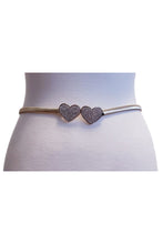 Load image into Gallery viewer, OUBLE RHINESTONE HEART BUCKLE STRETCH BELT