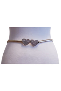 OUBLE RHINESTONE HEART BUCKLE STRETCH BELT