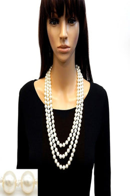 Glass Pearl Long Necklace