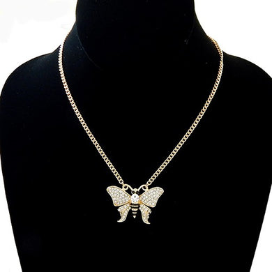 NECKLACE RHINESTONE BUTTERY PENDANT