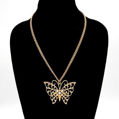 RHINESTONE BUTTERY FILIGREE CASTING NECKLACE