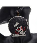 Load image into Gallery viewer, EARRING AFRO LADY RHINESTONE