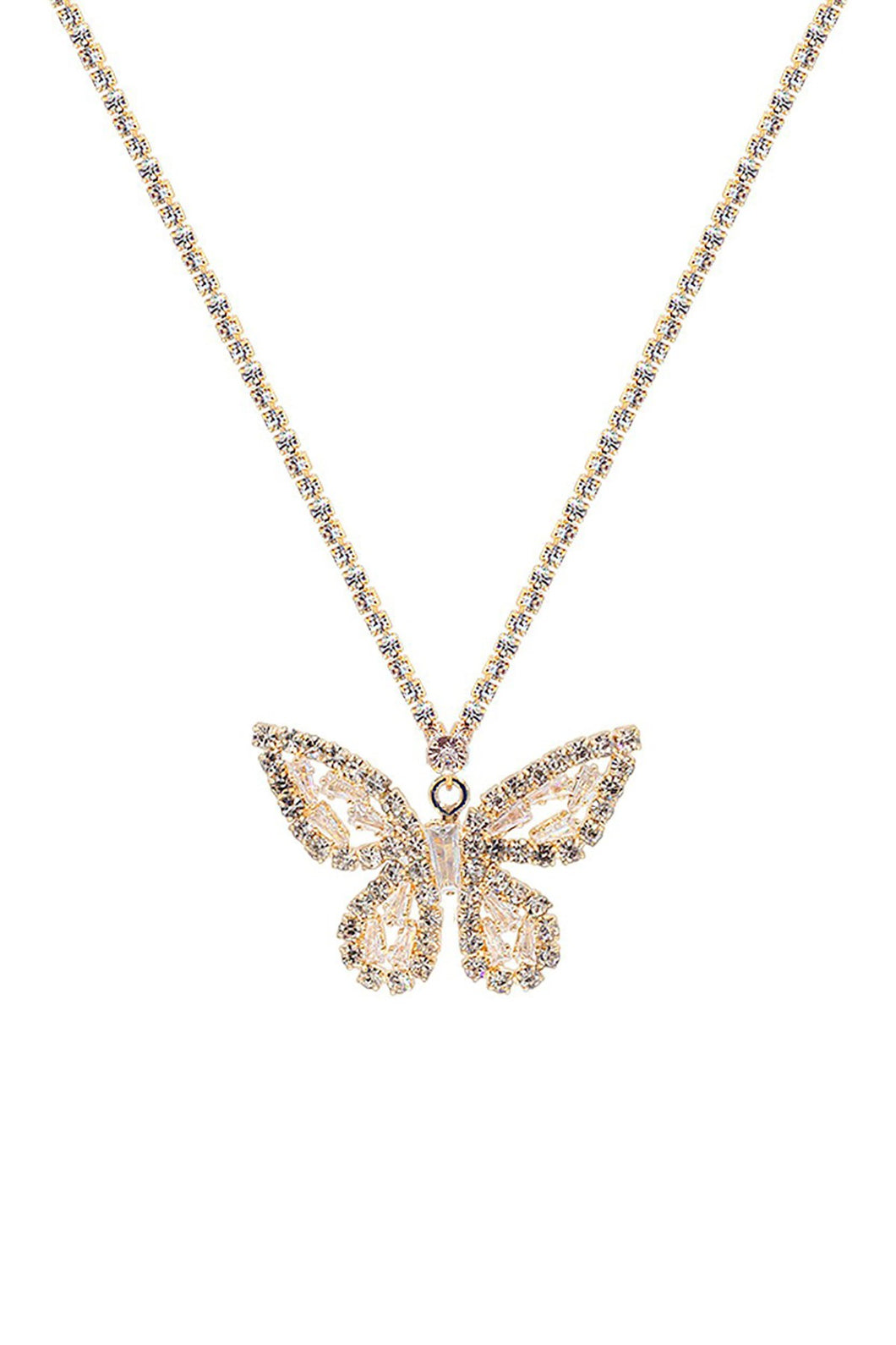 CUBIC ZIRCONIA BAGUETTE BUTTERFLY NECKLACE