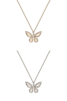 CUBIC ZIRCONIA BAGUETTE BUTTERFLY NECKLACE