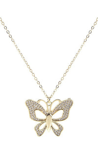 CUBIC ZIRCONIA HOLLOW BUTTERFLY NECKLACE