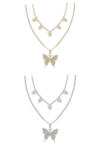 RHINESTONE BUTTERFLY 2 NECKLACE