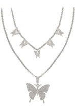 Load image into Gallery viewer, RHINESTONE BUTTERFLY 2 NECKLACE