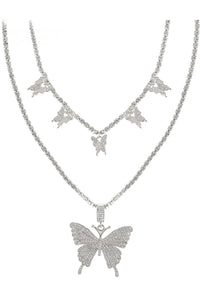 RHINESTONE BUTTERFLY 2 NECKLACE