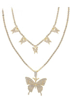 Load image into Gallery viewer, RHINESTONE BUTTERFLY 2 NECKLACE