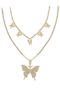 RHINESTONE BUTTERFLY 2 NECKLACE