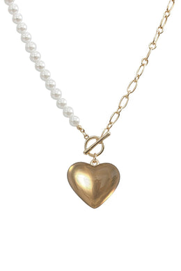 HEART PEARL TOGGLE NECKLACE