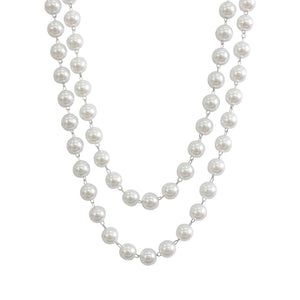 White Pearl 2 Line Necklace