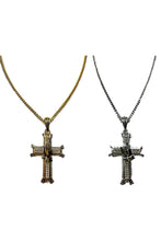 Load image into Gallery viewer, CROSS  WITH PRAYING HANDS PENDANT LONG NECKLACE