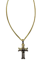 Load image into Gallery viewer, CROSS  WITH PRAYING HANDS PENDANT LONG NECKLACE