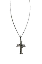 Load image into Gallery viewer, CROSS  WITH PRAYING HANDS PENDANT LONG NECKLACE