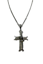 Load image into Gallery viewer, CROSS  WITH PRAYING HANDS PENDANT LONG NECKLACE