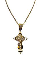 Load image into Gallery viewer, CROSS RHINESTONE PENDANT LONG NECKLACE