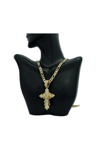 CROSS RHINESTONE PENDANT LONG NECKLACE