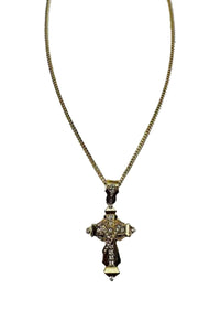 CROSS RHINESTONE PENDANT LONG NECKLACE