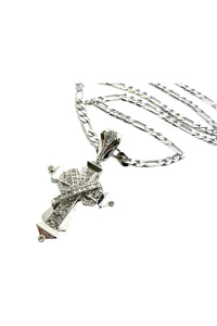 CROSS RHINESTONE PENDANT LONG NECKLACE