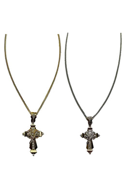 CROSS RHINESTONE PENDANT LONG NECKLACE