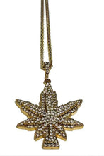 Load image into Gallery viewer, Full Rhinestone leaf Pendant long Necklace