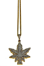 Load image into Gallery viewer, Full Rhinestone leaf Pendant long Necklace