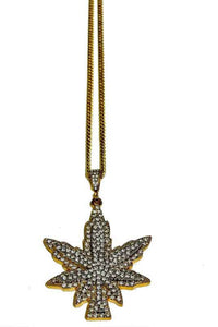 Full Rhinestone leaf Pendant long Necklace