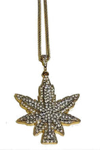 Load image into Gallery viewer, Full Rhinestone leaf Pendant long Necklace