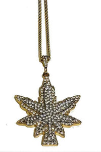 Full Rhinestone leaf Pendant long Necklace