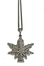 Load image into Gallery viewer, Full Rhinestone leaf Pendant long Necklace