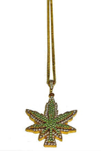 Load image into Gallery viewer, Full Rhinestone leaf Pendant long Necklace