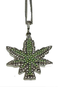 Full Rhinestone leaf Pendant long Necklace